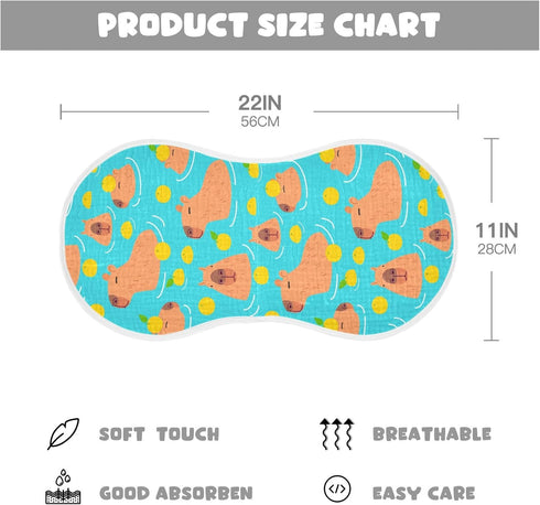 Set 1, 22 11 Inch Muslin Baby Burp Cloths of Soft Cute Capybara Absorbent Muslin Washcloths, Bibs, Face Towel