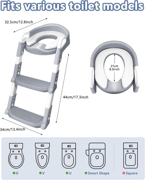 JPart Potty Training Seat With Step Stool Ladder,Toddler Potty Seat For Kid Boys Girls,Toilet Training Seat With Splash