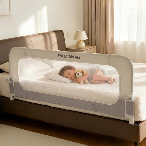 Lavilefora Bed Rail for Toddlers, 59in Folding Toddler Bed Rail Guard with Reinforced