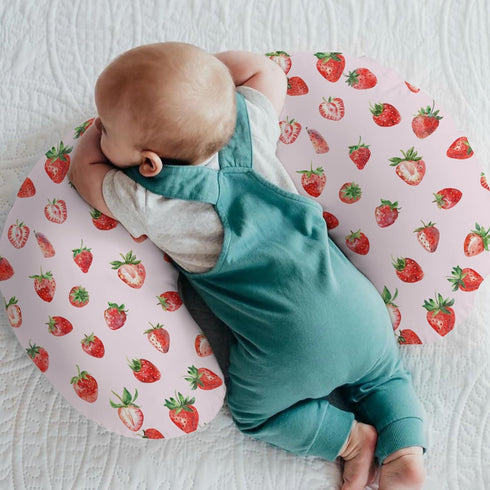 Summer Red Strawberries Baby Nursing Pillow Covers for Boy Girl Watercolor Strawberries Fruit Nursery Slipcovers