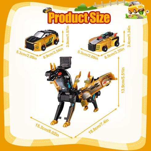 ZIYIME 3-6, Collision Transforming Dinosaur Car Toy, Magnetic Toy Cars Transform into Dinosaurs for Boys Age