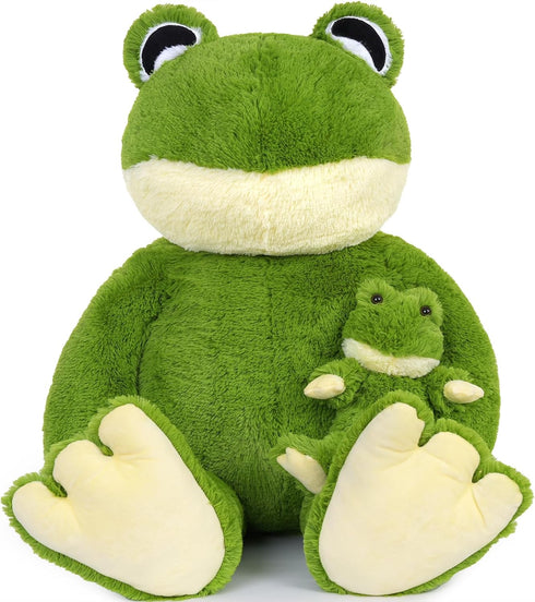 36.2'' 3Ft Set MorisMos Large Frog Stuffed Animals Plush, Giant Stuffed Frog Plush Toy with Baby for Girl Boy Kid