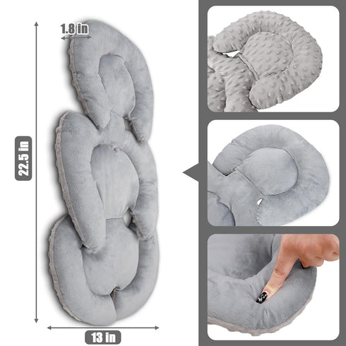 Infant Car Seat Insert Head and Body Support, GFU Reversible Newborn Insert for Carseat with Strap Pads, Soft Stroller