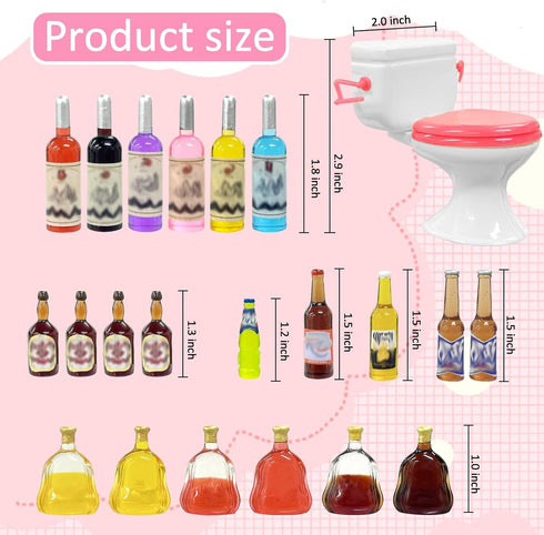 MEMOVAN 1PC Toilet Cake Topper and 21PCS Miniature Wine Bottles Cake Toppers for Bachelorette Party