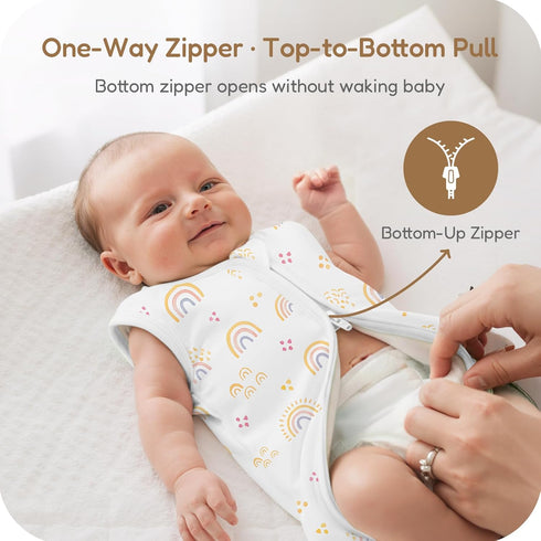 TOTCHILL 0.5 0-3-6-12-24M-4T, 3-Pack Baby Sleep Sack TOG, Lightweight Breathable Wearable Blanket with Zipper