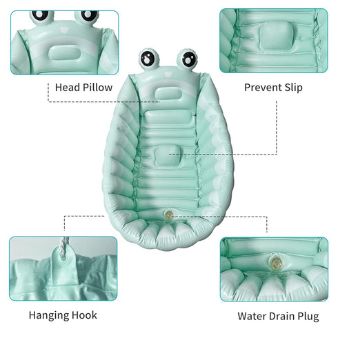 HotMax Inflatable Baby Bathtub Portable Travel Bath Tub for Infants to Toddler Foldable Non Slip Spa Tub with Air Pump