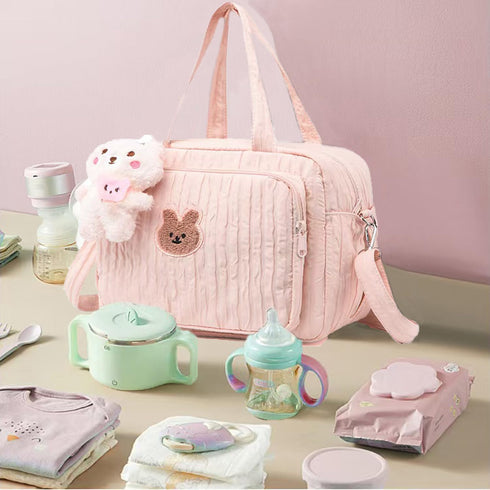 NIKUKY Mommy Baby Diaper Bag Tote, Cute Small Crossbody Nappy Bag, Lightweight Travel & Hospital Multifunction Storage