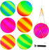 Hooqict 6 Pack 8.5 Inch Playground Balls - Inflatable Rainbow Sports Balls with Hand Pump and Portable Ball Net Bags
