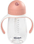 Beaba Straw Sippy Cup - Toddler Baby Straw Cup with Removable Handles, Leak Proof, 10 oz (Rose)