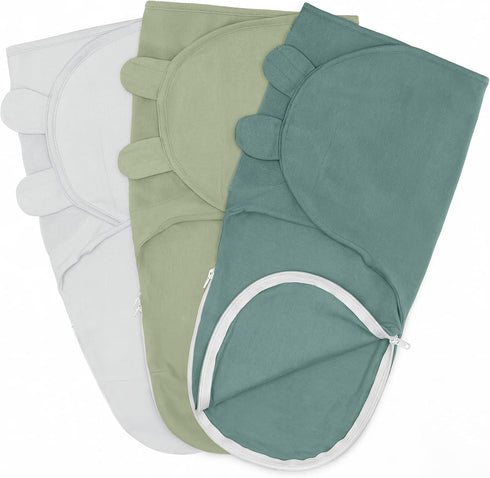 Comfy Cubs Easy Swaddle Blanket with Zipper Closure, 3 Pack - 100%