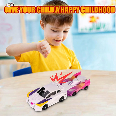 ZIYIME Set 3-6 Magnetic Transforming Cars Toy, Collision Transforming Car Robot Toys, Automatic Deformation of Magnetic