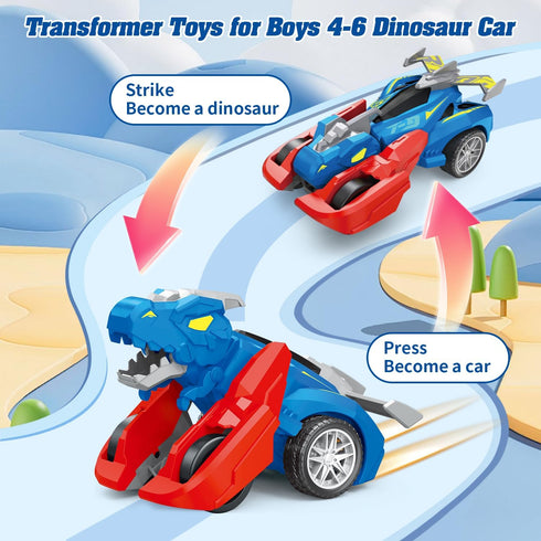 LAREMIOR 2-4, 2 Pack 3-5 2 3 4 Dinosaur Monster Truck Toys for Ages Collision Transformer Dinosaur Toys for Kids