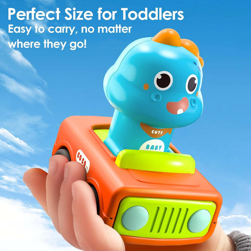 1-3, Set, 6-9-12-18 1st 1-2 iPlay, iLearn Press Go Car Toys for Toddlers Baby Animal Race Cars, Infant Play Car Push Go