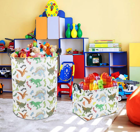 Dinosaur Laundry Basket, Kids Toys Storage Bin for Bedroom, Waterproof Baby Clothes Hamper with Handles, Nursery