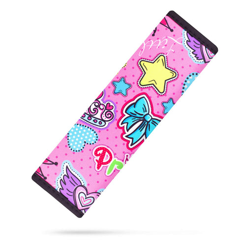 YR Seat Belt Cover for Kids, Soft Comfort Cushion for Children, Cute Cartoon Pattern Car Seat Belt Pads, Pop Pink