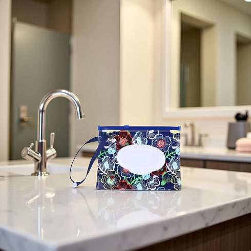 Jinshining Blue Wet Wipe Dispenser, Portable Refillable Wipe Holder, Reusable Lightweight Wipes Container Case Travel