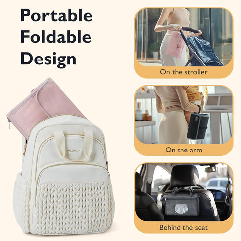 mommore Portable Changing Pad for Newborn Expandable Diaper Changing Pad with Wipes Pockets Water Resistance Baby