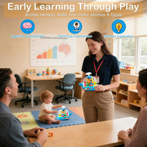 Toylfort 6 Whale Sensory Spinner Toy for Baby: Light Up Rotating Play with Music Safe ABS Early Learning Educational