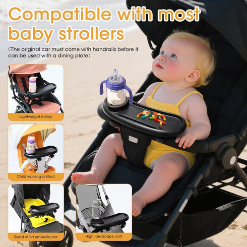 D BABE D-BABE Universal Snack Tray for Stroller: BPA-Free Baby Cup Holder Food Tray - Stays in Place Stroller Caddy