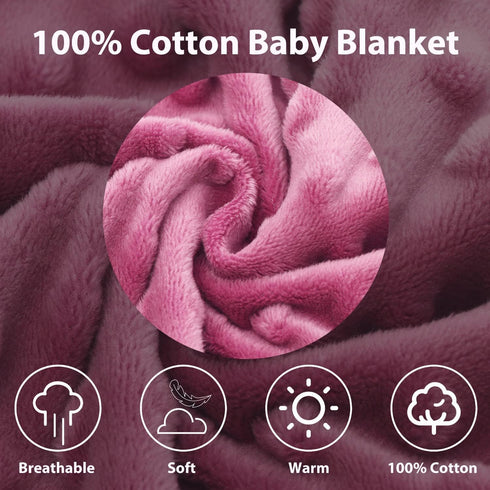 Miracle Baby Car Seat Covers, 100% Cotton Winter Minky Baby Swaddle Blanket, Soft Thick Baby Swaddling Blanket for