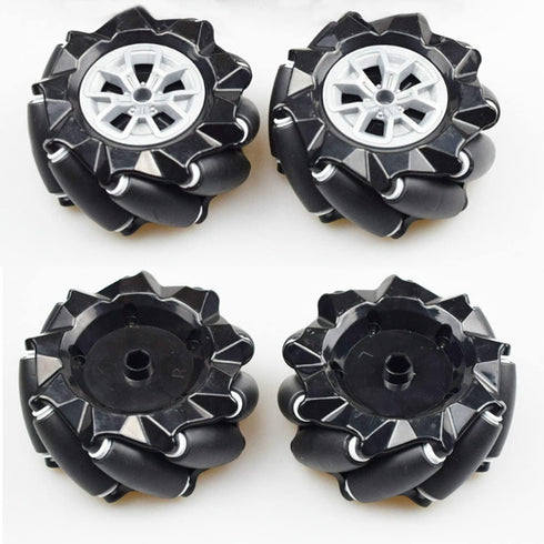 Premium 97mm Omni Directional Tire Mecanum Wheel for AGV Robot Car Chassis, 4pcs Metal 6mm Coupling Motor Connector for