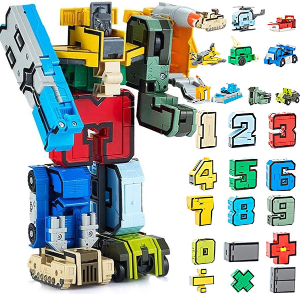 Number Transforming Toys 15 Pieces Number Robot, Number-Blocks for Learning & Play