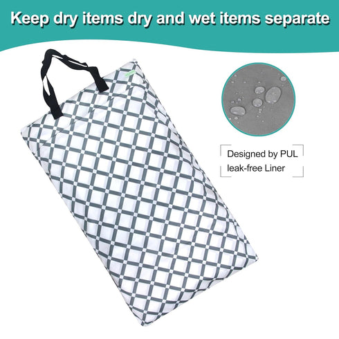 Grey Rhombus Reusable Hanging Wet Dry Diaper Bag