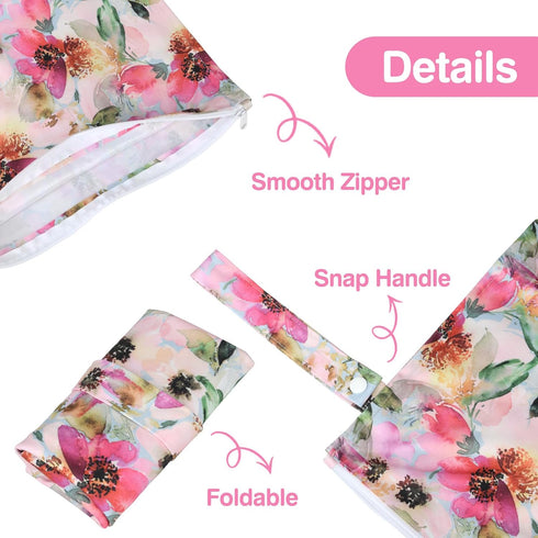 bag,2 Pack Mess-Proof Waterproof Wet Dry Reusable,Wet Bags for Swimsuits & Baby Clothes,Leakproof Wet bag for Travel