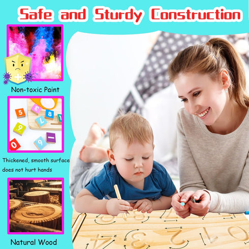 HONGID 3 4 5 2-4,Educational Counting Montessori Toys for Year Old,Double-Sided Preschool Learning Toys for Toddlers