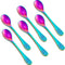 Boao 6 Pieces Kids Rainbow Stainless Steel Spoons, Toddler Cutlery Silverware Utensil, Child Safe Flatware for Home and