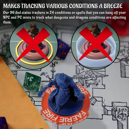 96 24 CZYY Upgraded Condition Rings PCS Status Effect Markers in Conditions & Spells Magic Book Storage Box Great DM