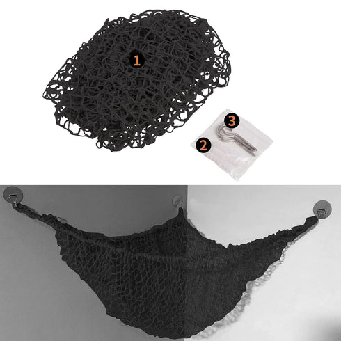 LXUNYI Jumbo Stuffed Animal Hammock, Mesh Toy Storage Net Holder for Kids, 84 Inch Black Organizer for Bedroom