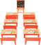 NUOBESTY 13pcs Yellow Table and Chairs, Mini Scene Doll Locker, Kids Desk Mini Classroom Toys