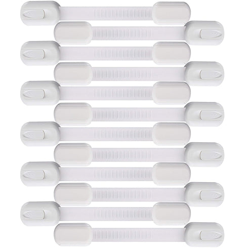 12 Pack Vmaisi Multi-Use Adhesive Straps, Childproofing Cabinet Latches for Drawers, Fridge, No Drilling (White)