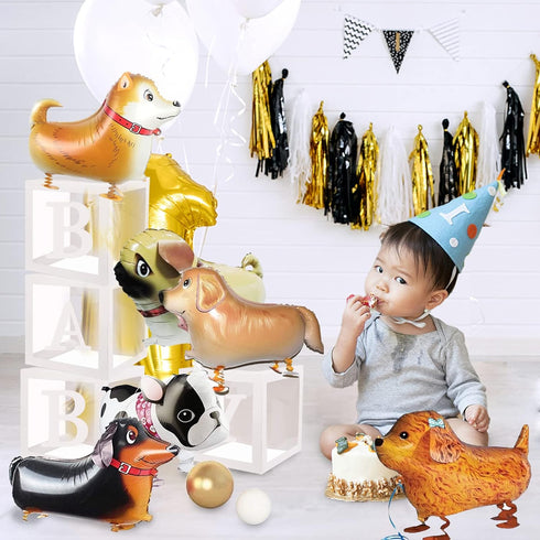 6pcs Walking Animal Balloons Pet Dog Balloons - Kids Birthday Party Supplies, Animal Theme Decorations