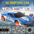1/24 2.4GHz 4WD 7) Liberty Imports RC Drift Car Remote Control Sport Racing On-Road Vehicle with LED Light, Batteries