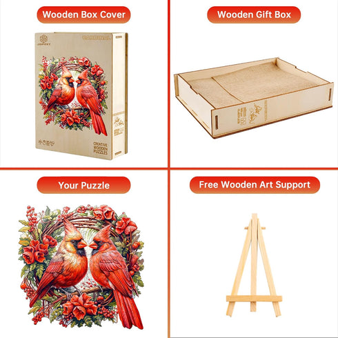 Cardinal Wooden Jigsaw Puzzles for Adults - 100 Pieces - Unique Animal Shape Wood Cut Puzzles - 8.4 x 8.3in
