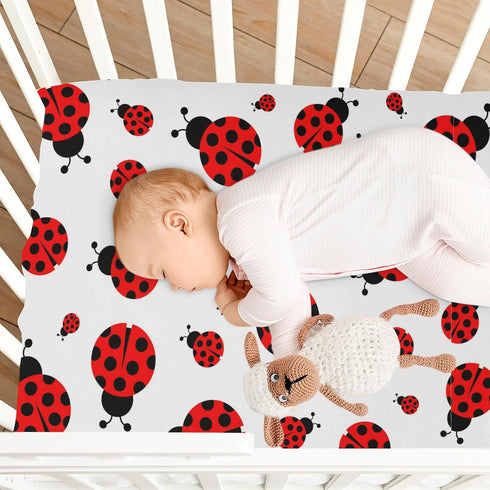 Sheet,52x28IN Pfrewn Crib Sheets for Boys Girls Red Ladybug Fitted Crib Sheet Fits Standard Crib Mattress Pads Stretch
