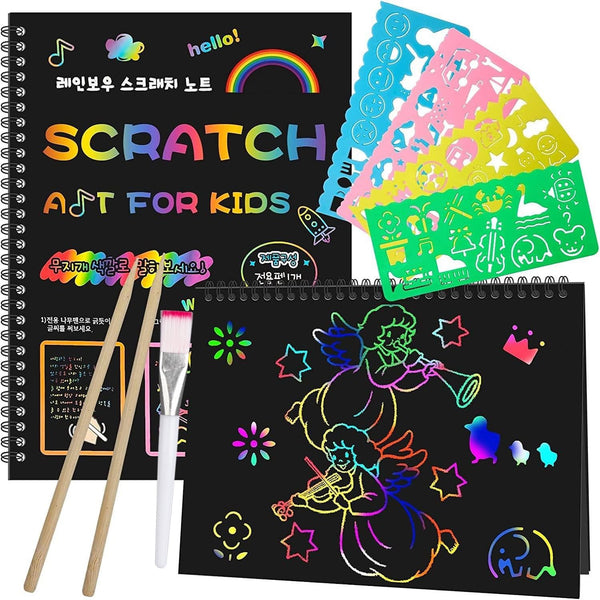 Smasiagon Scratch Paper Art Set for Kids, 2 Pack Scratch Off Art Notebook, Birthday Christmas Party Favor Games