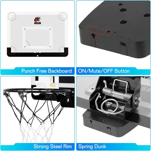 CYFIE Basketball Hoop Suction Cup - LED Light Basketball Hoop with Scoreboard & 3 Balls for Kids