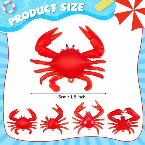 50 Lewtemi Pcs Mini Red Crab/Crawfish Toy Soft TPR Rubber Fake Crab Models Lifelike Crawfish Decorations for Early