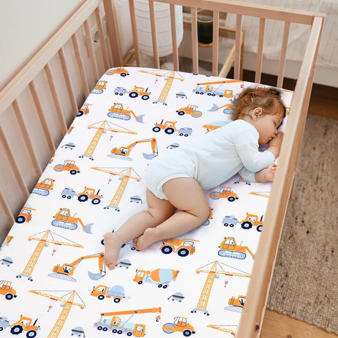 3 Set Set Set Sets JISEN Piece Crib Bedding Soft Baby Crib Bedding Construction Trucks Crib Comforter - Comforter Sheet