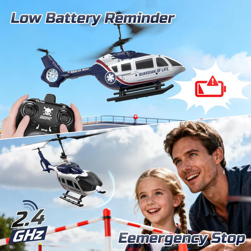 8-12 DEERC RC Helicopter,Rescue Remote Control Helicopter for Kids & Adults,Toys Helicopter with Altitude Hold, One Key