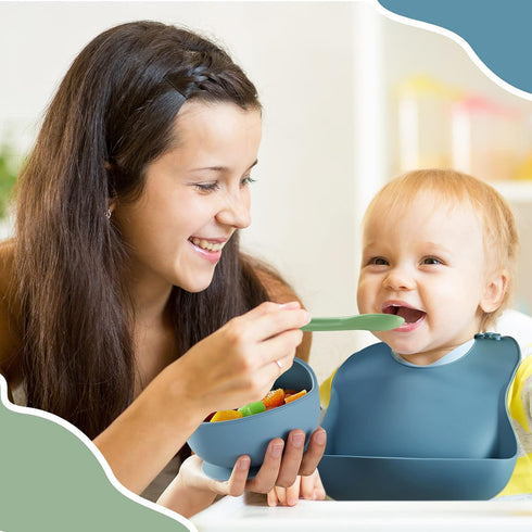 10 Pack Set, Set Silicone Baby Feeding Toddlers Led Weaning Feeding Supplies with Suction Baby Bowl Divided Plate