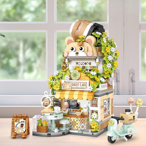 Set 8+,1077pcs MindBox City Cafe Building Blocks Toys, Openable Coffee Shop Building for Boys Girls Age Mini Bricks