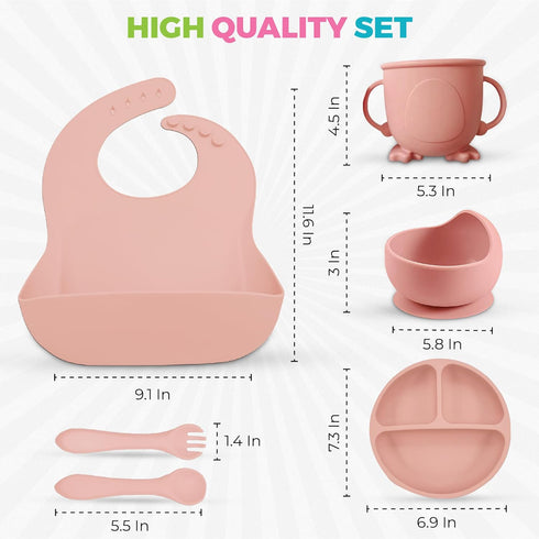 Generic 8-Piece Set Packaging SiliFun Silicone Baby Feeding Complete Infant Mealtime Kit with Suction Bowl, Divided