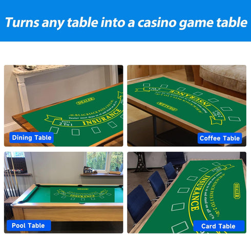 36" 72" GSE Games & Sports Expert x Casino Layout Felt, Professional Casino Tabletop Mat for Parties, Casino Poker Game