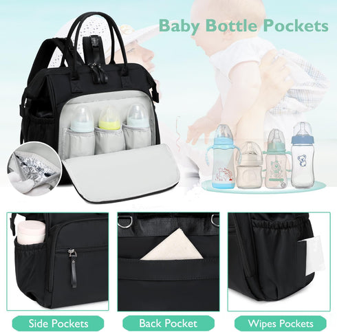14 3 LORADI Large Diaper Bag Tote, Pockets Stylish Baby Bag with Stroller Clips and Insulated Pockets, Baby Shower