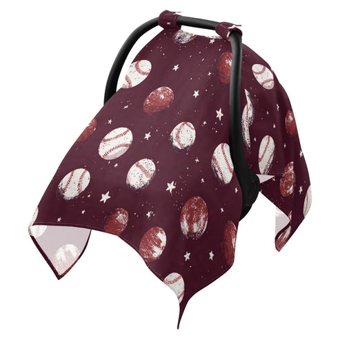 Mazeann Baseballs Stars Car Seat Cover Baby Breathable Soft Infant Carseat Covers Canopies