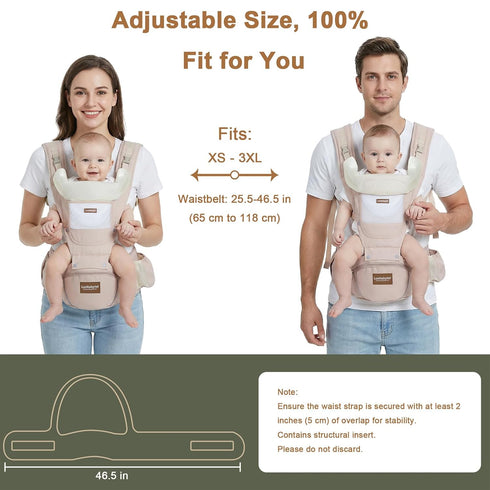 6-in-1 Baby Carrier with Hip Seat, Baby Carrier Newborn to Toddler, Adjustable Detachable Infant Toddler Carrier